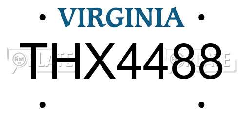 THX4488 Virginia License Plate