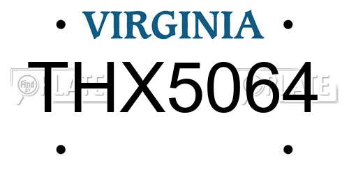 THX5064 Virginia License Plate