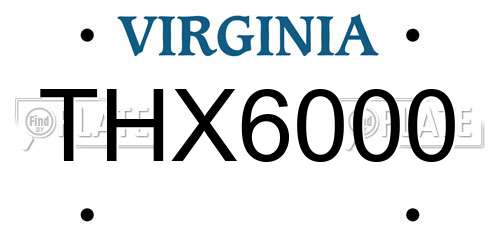 THX6000 Virginia License Plate