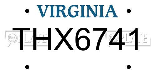 THX6741 Virginia License Plate