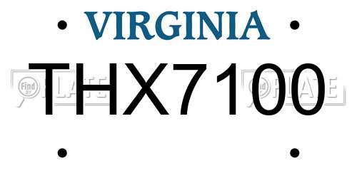 THX7100 Virginia License Plate