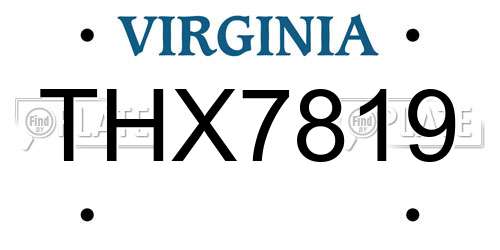 THX7819 Virginia License Plate