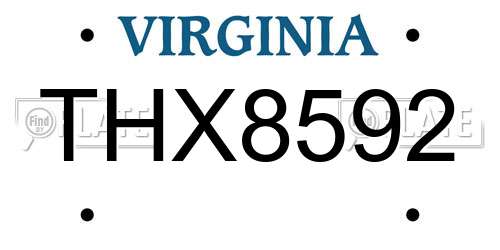 THX8592 Virginia License Plate