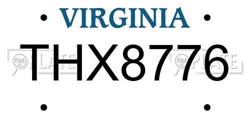 THX8776 Virginia License Plate