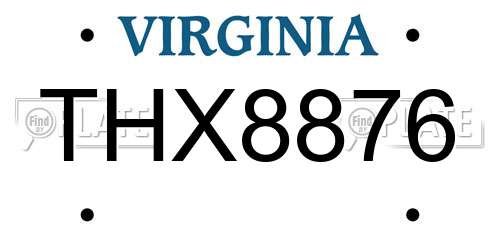 THX8876 Virginia License Plate