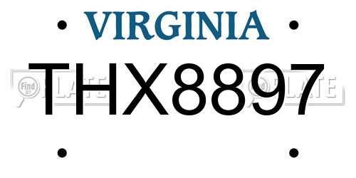 THX8897 Virginia License Plate