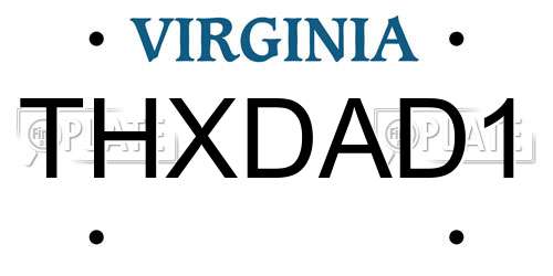 THXDAD1 Virginia License Plate