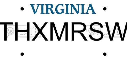 THXMRSW Virginia License Plate