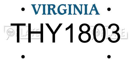 THY1803 Virginia License Plate