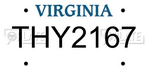 THY2167 Virginia License Plate