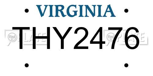 THY2476 Virginia License Plate