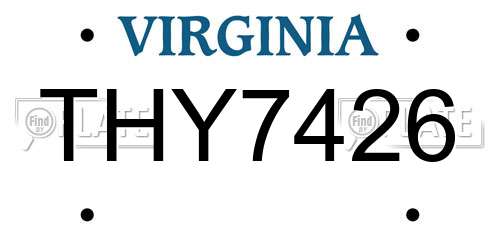 THY7426 Virginia License Plate