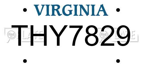 THY7829 Virginia License Plate