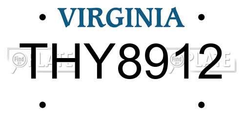 THY8912 Virginia License Plate
