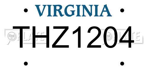 THZ1204 Virginia License Plate