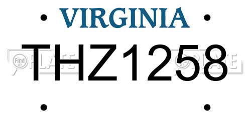 THZ1258 Virginia License Plate