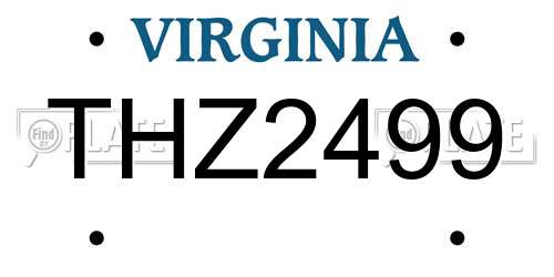 THZ2499 Virginia License Plate
