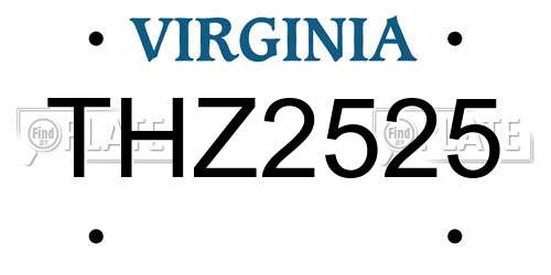 THZ2525 Virginia License Plate