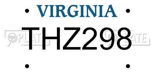 THZ298 Virginia License Plate