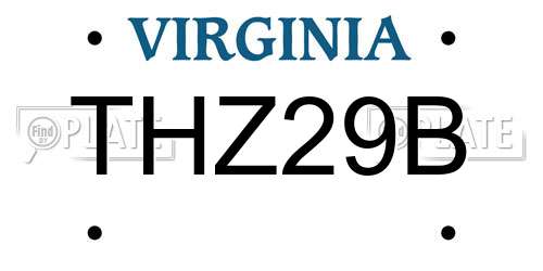 THZ29B Virginia License Plate