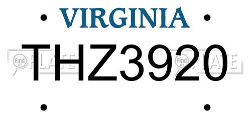 THZ3920 Virginia License Plate