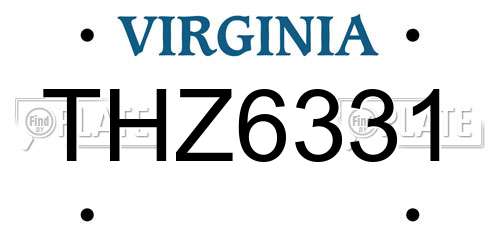 THZ6331 Virginia License Plate