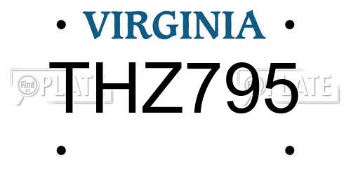 THZ795 Virginia License Plate
