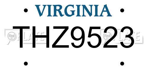 THZ9523 Virginia License Plate