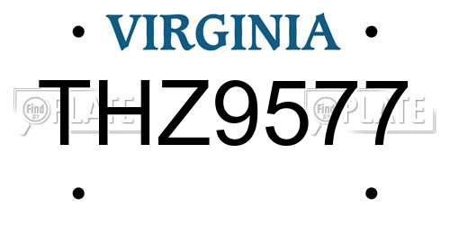 THZ9577 Virginia License Plate