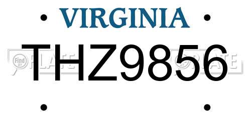 THZ9856 Virginia License Plate