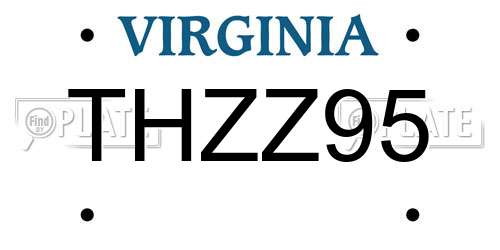 THZZ95 Virginia License Plate