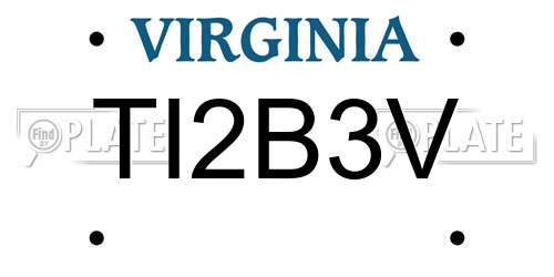 TI2B3V Virginia License Plate