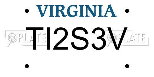 TI2S3V Virginia License Plate