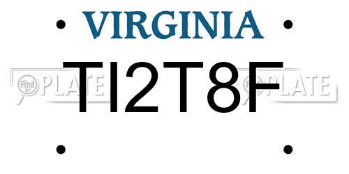 TI2T8F Virginia License Plate