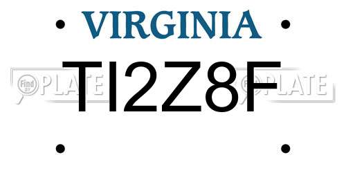 TI2Z8F Virginia License Plate