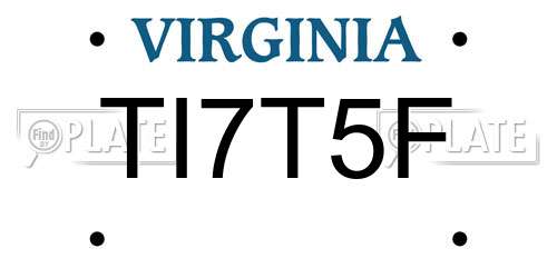 TI7T5F Virginia License Plate