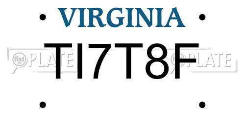 TI7T8F Virginia License Plate