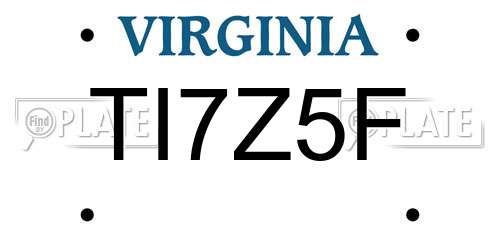 TI7Z5F Virginia License Plate