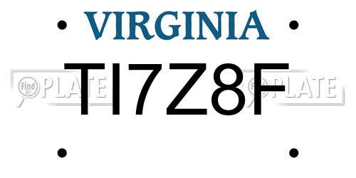 TI7Z8F Virginia License Plate