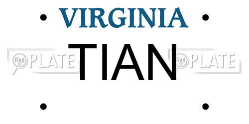 TIAN Virginia License Plate