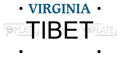 TIBET Virginia License Plate