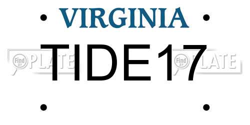 TIDE17 Virginia License Plate