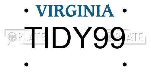 TIDY99 Virginia License Plate