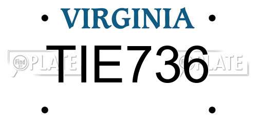 TIE736 Virginia License Plate