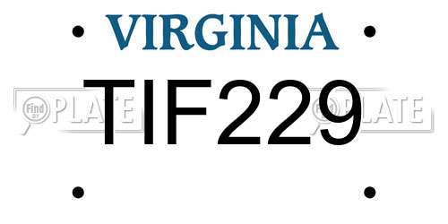 TIF229 Virginia License Plate
