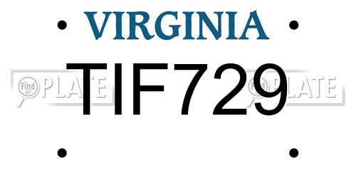 TIF729 Virginia License Plate