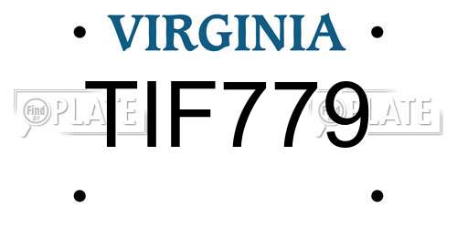 TIF779 Virginia License Plate