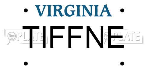TIFFNE Virginia License Plate