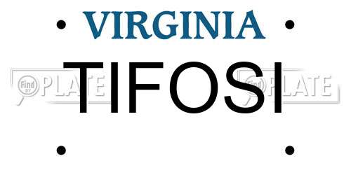 TIFOSI Virginia License Plate