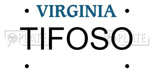 TIFOSO Virginia License Plate